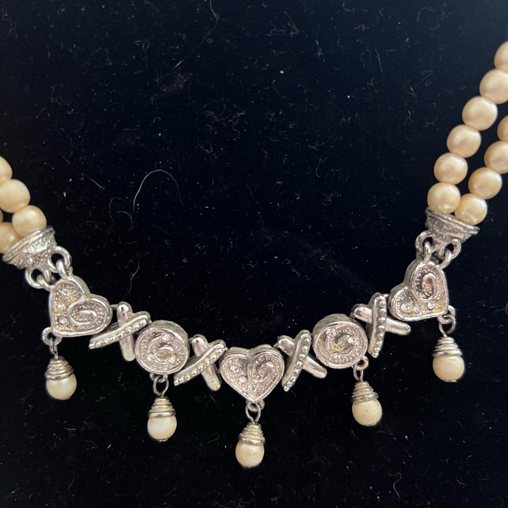 Elegant Pearl and Silver Necklace Y2K. Front and back pics. - Picture 6 of 9